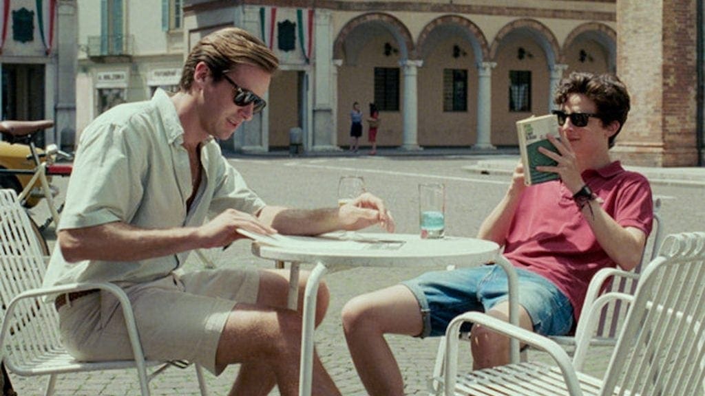 Armie Hammer (Oliver) e Timothée Chalamet (Elio) in Call Me By Your Name