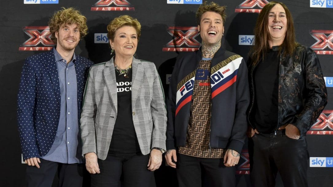 I giudici del live di X Factor 12. Da sinistra: Lodo Guenzi, Mara Maionchi, Fedez e Manuel Agnelli