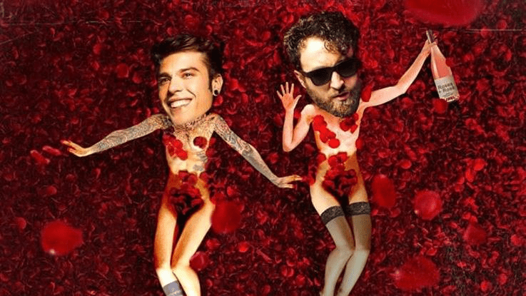Fedez e Dargen D'Amico tra rose e rosè (fonte: Instagram)