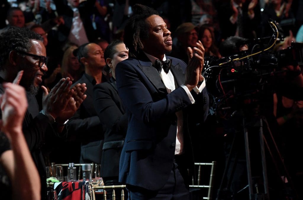 Jay-Z alla cerimonia della Rock And Roll Hall of Fame. Kevin Mazur/Getty Images
