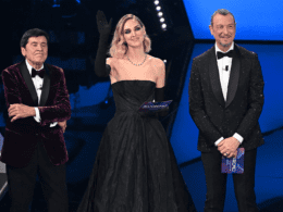 Gianni Morandi, Chiara Ferragni e Amadeus a Sanremo 2023 - Billboard-Italia - Ph AGF