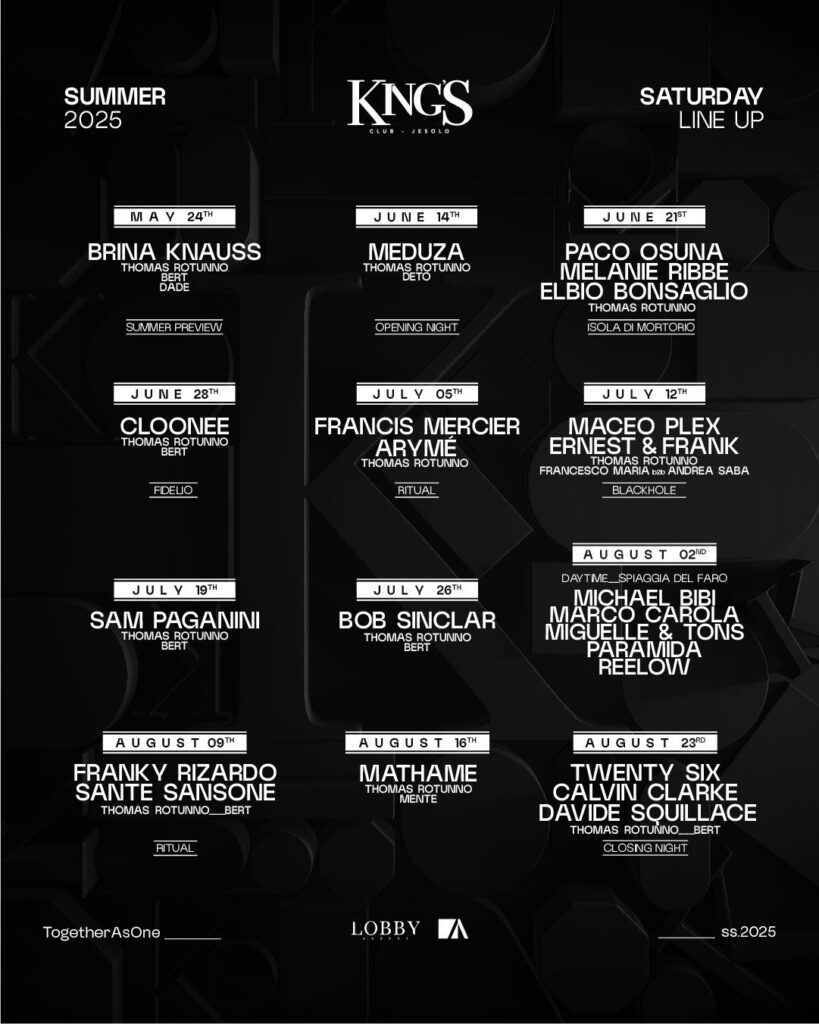 King's Club Jesolo - lineup estate 2025