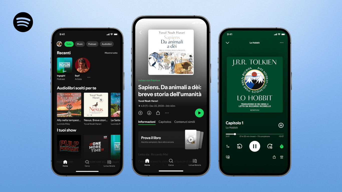 Su Spotify arrivano gli audiolibri